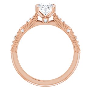 14K Rose 8x6 mm Oval Forever One™ Moissanite & 1/10 CTW Diamond Engagement Ring